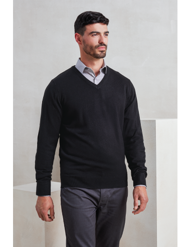 P-PR400-Pull "Essential" à col en V en acrylique pour homme